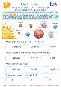 Solar System Quiz Printable: Downloadable Worksheet For Kids